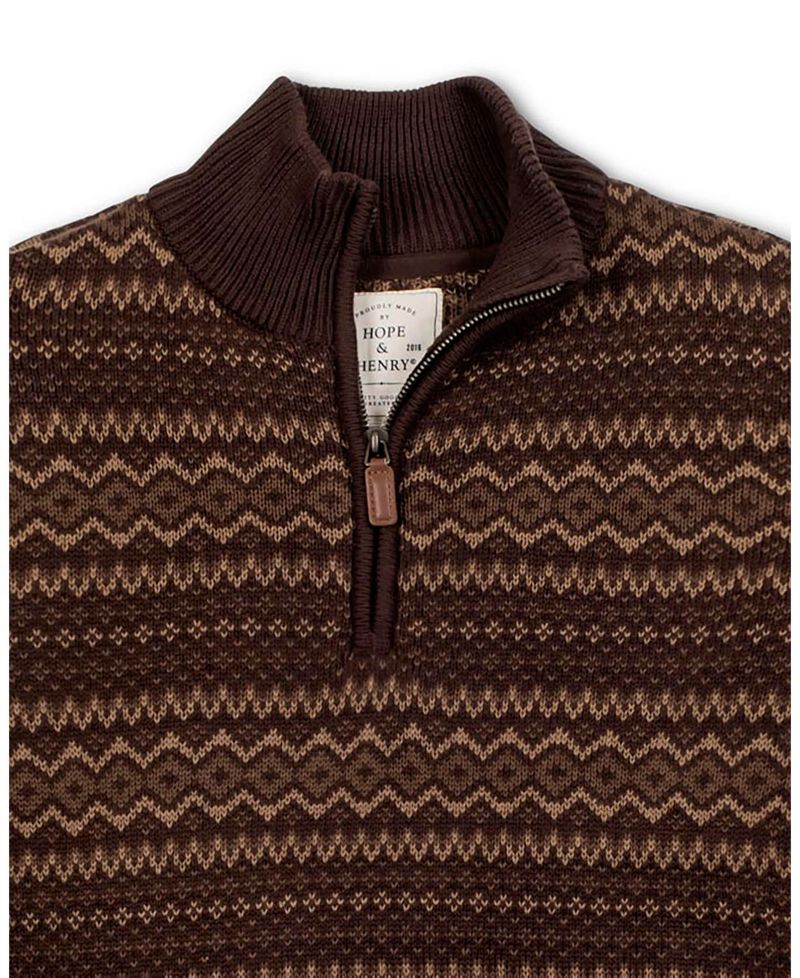 Men's Hope and Henry Organic Half Zip Intarsia Pullover Sweater