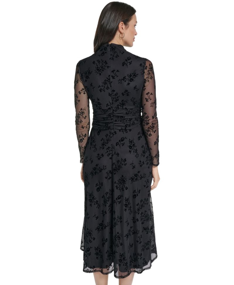 Petite Floral Burnout A-Line Midi Dress