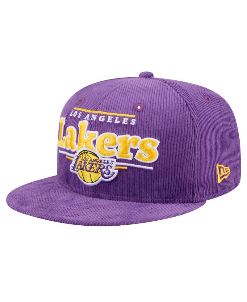 Men's Purple Los Angeles Lakers Throwback Display Corduroy 9FIFTY Snapback Hat
