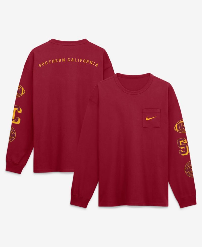 Men's Cardinal USC Trojans Academic Long Sleeve Pocket T-Shirt