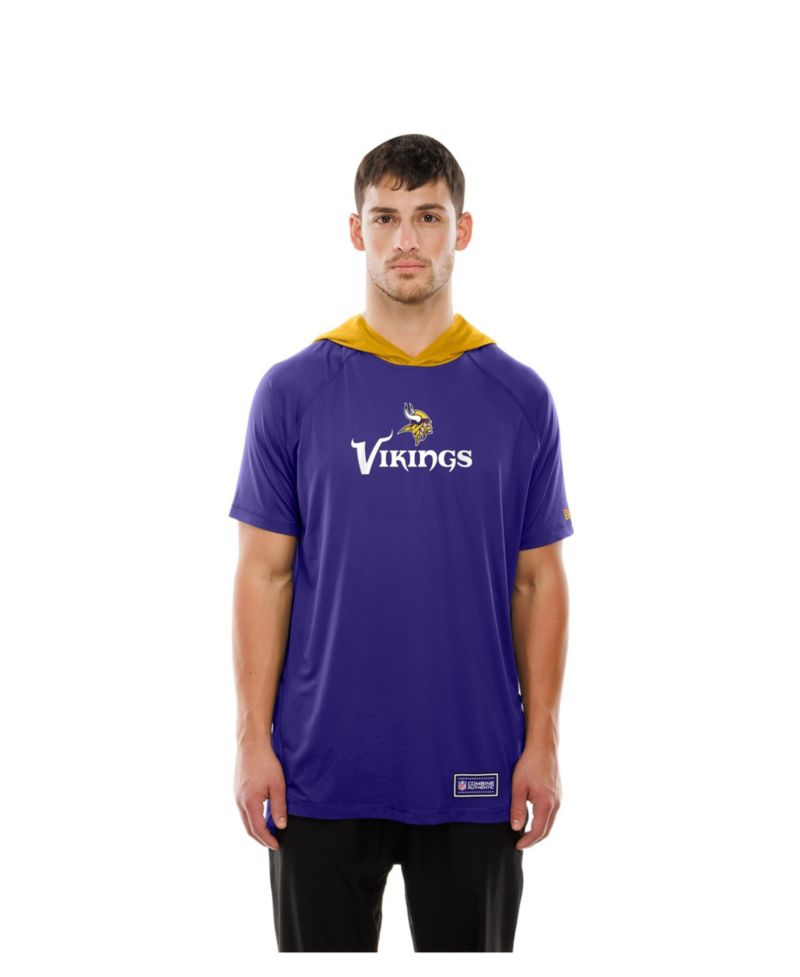 Men's Purple Minnesota Vikings Combine Authentic Hooded Raglan Short-Sleeve T-Shirt