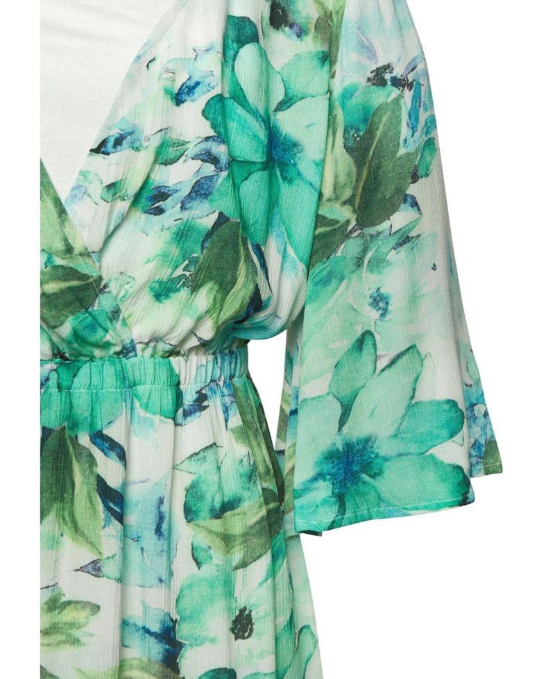 Women's Viscose Floral Print Fit-and-Flare V-Neck Short Dress