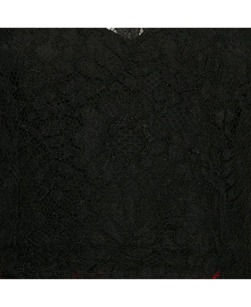 Women's Pre-Owned Dolce and Gabbana Black Lace And Polka Dot Print Silk Mini Dress