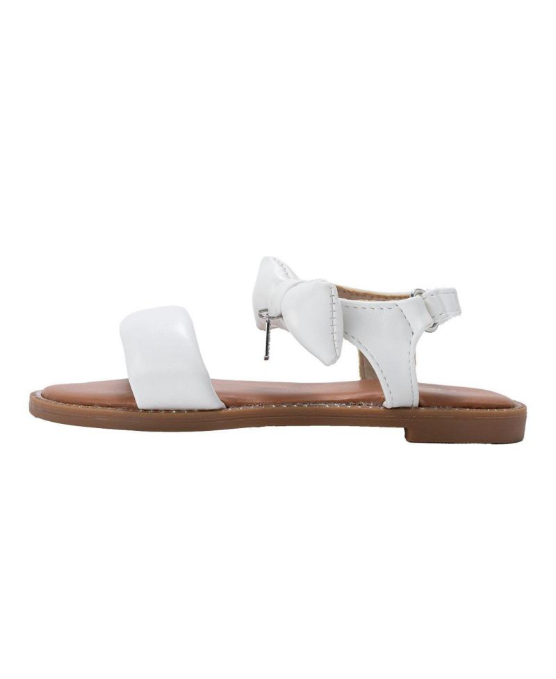 Little Girls Girl's Fashion Sandals - Dressy Shoes with Puffy Bow and Hanging Logo Charm