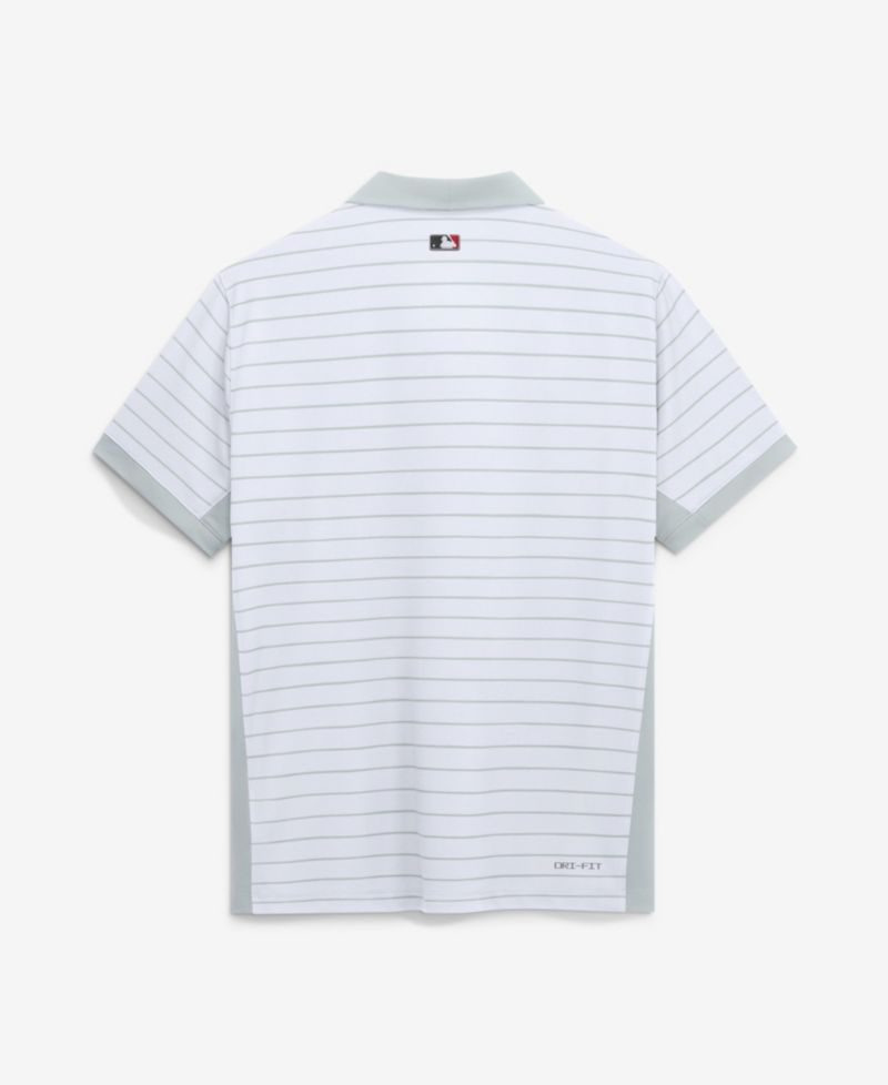 Men's White Cincinnati Reds Authentic Collection Striped Victory Dri-FIT Polo