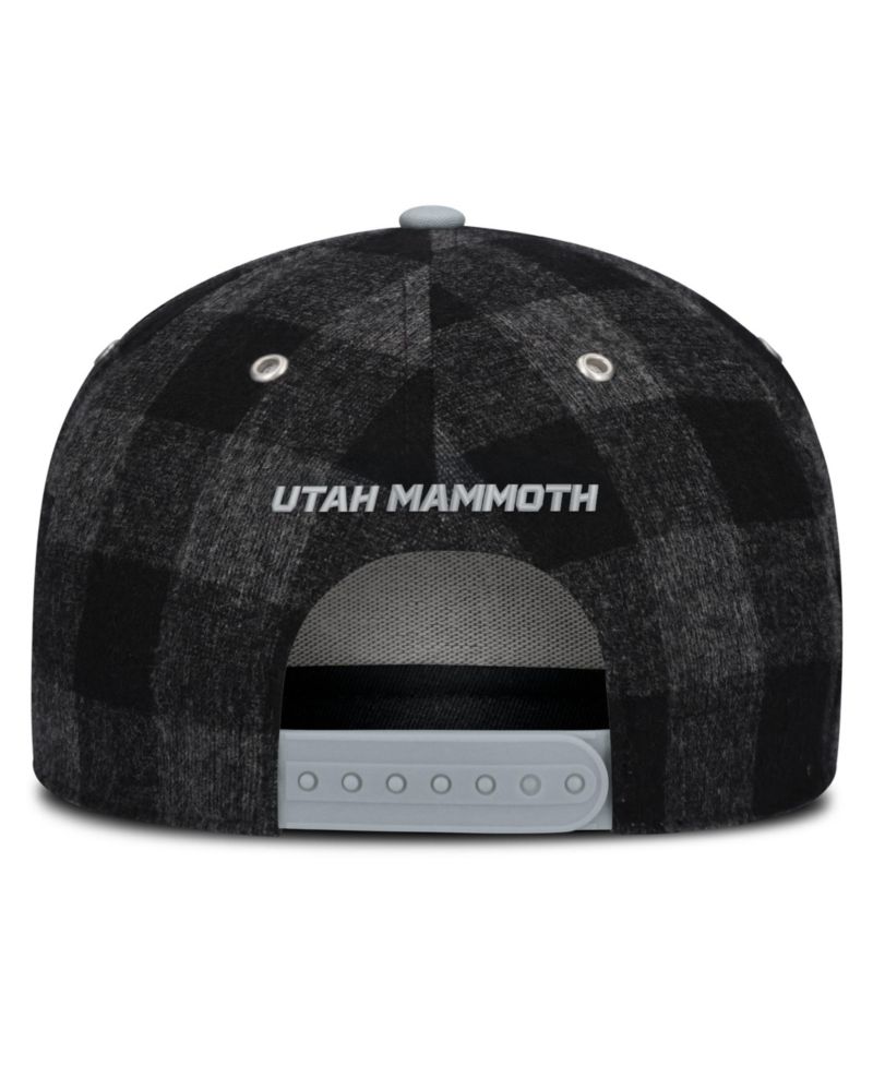 Men's Black/Gray Utah Mammoth Huntsman Plaid A-Frame Adjustable Hat
