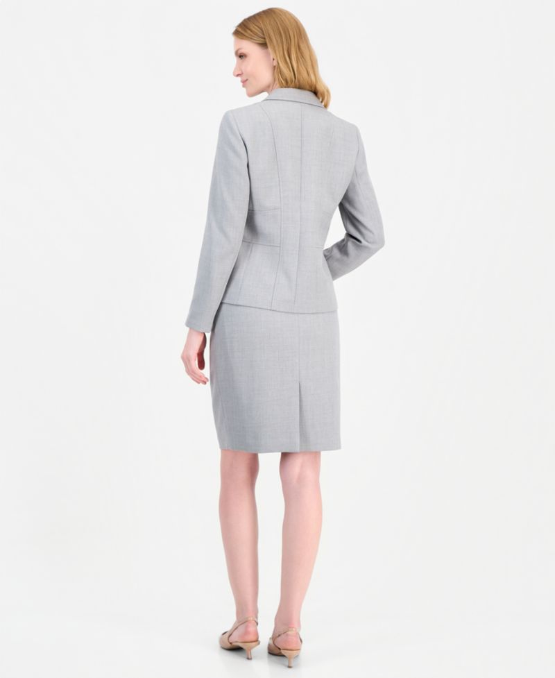 Women's Melange Slim-Fit Peak-Lapel 3-Button Blazer and Skirt, 2-Piece Set