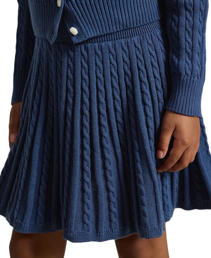 Girls' 2T-6X Cotton Polo Cardigan and Skirt, 2-Piece Set