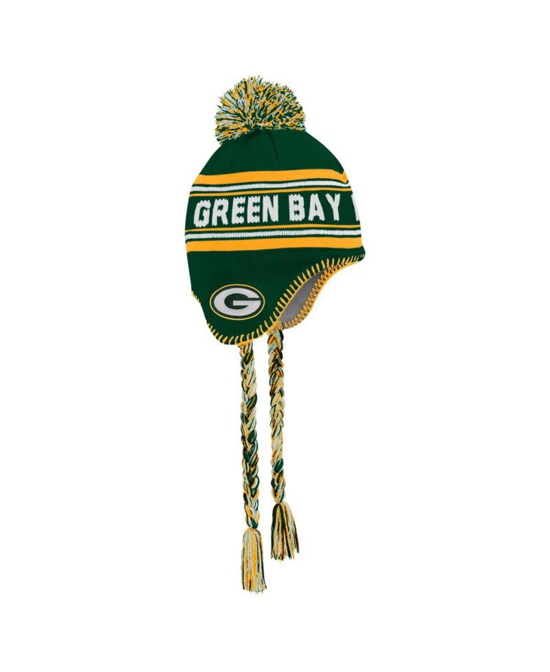 Big Boys and Girls Green Bay Packers Jacquard Tassel Knit with Pom Hat
