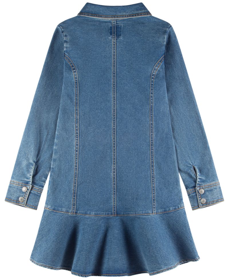 Girls' 7-16 Long Sleeves Button Up Dress