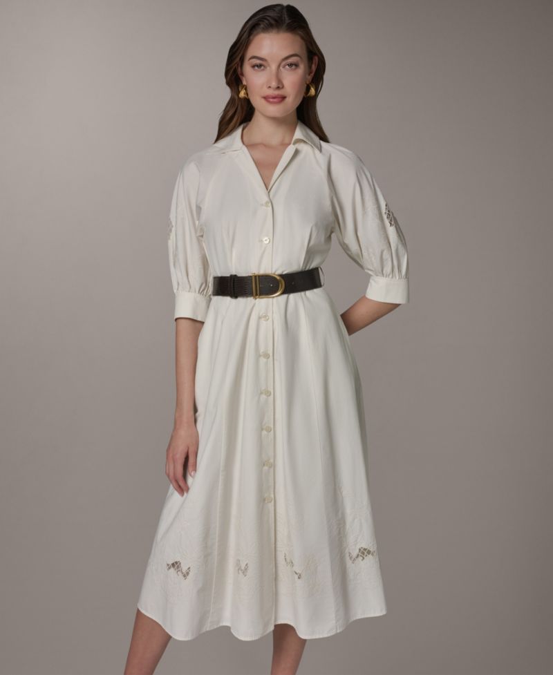 Women's Collared Belted Shirt-Dress