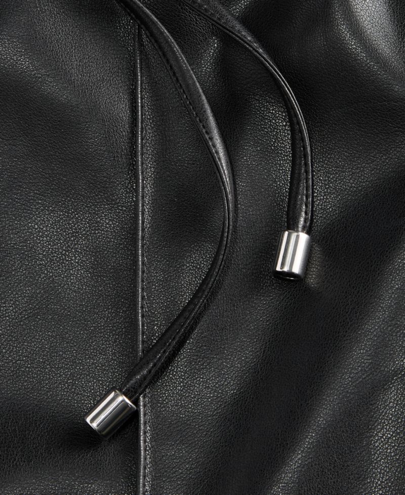 Women's Drawstring Wide-Leg High-Waist Faux Leather Pants