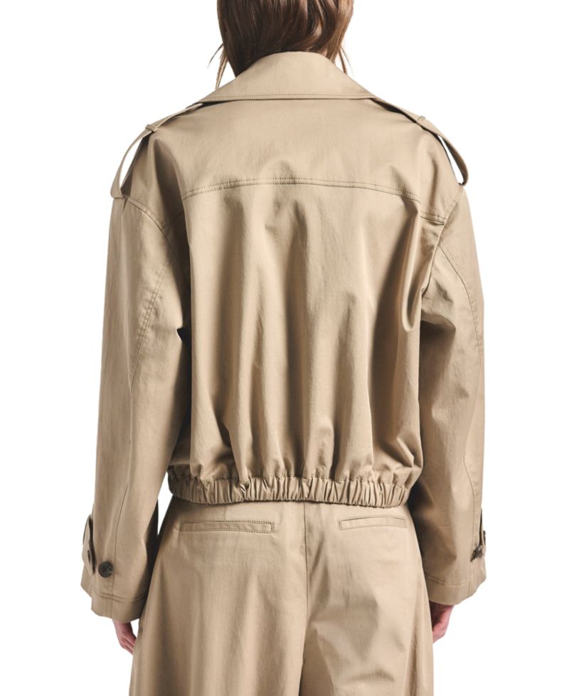 Women's Emilio Stretch Cotton Twill Cropped Trench Coat