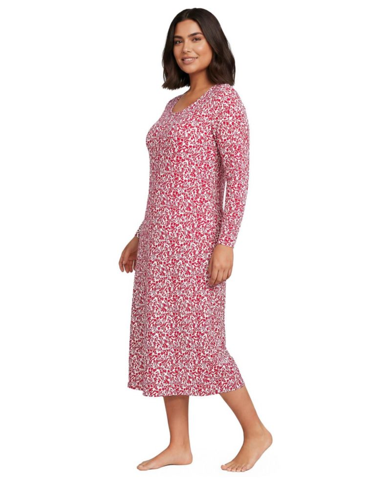 Plus Size Cotton Long Sleeve Midcalf Nightgown