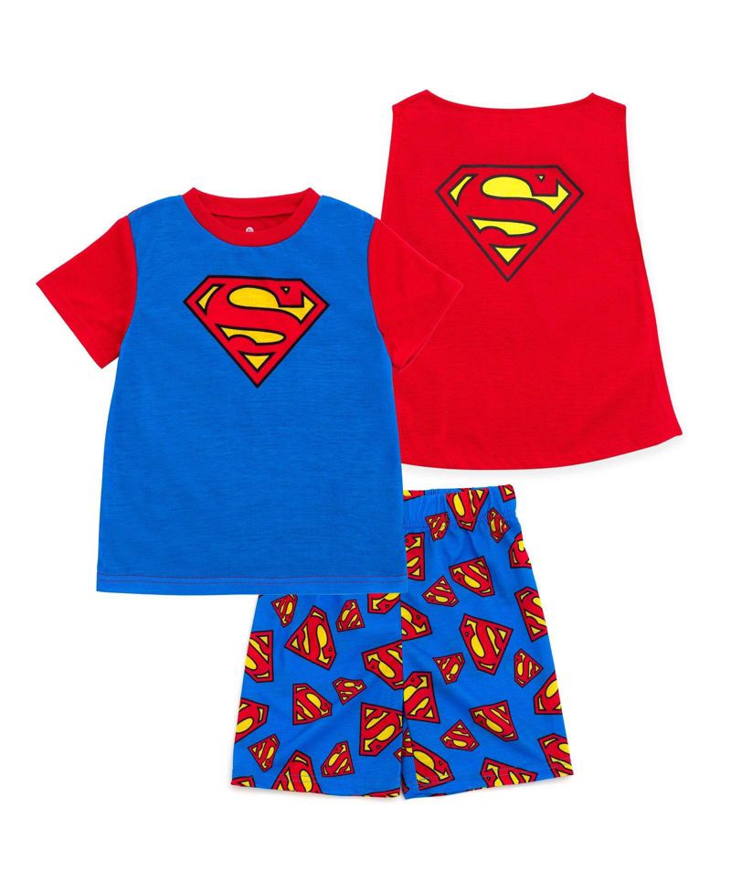 Boys' Cosplay Pajama Shirt and Shorts Set with Cape