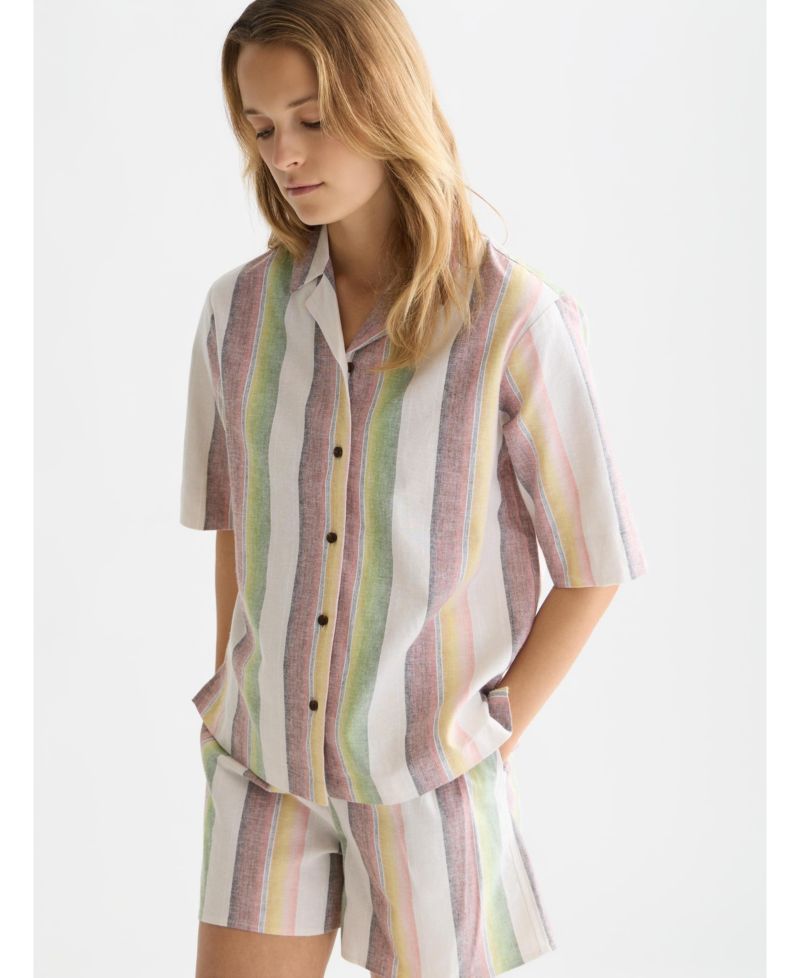 Women's Striped Shirt Sleeve Shirt
