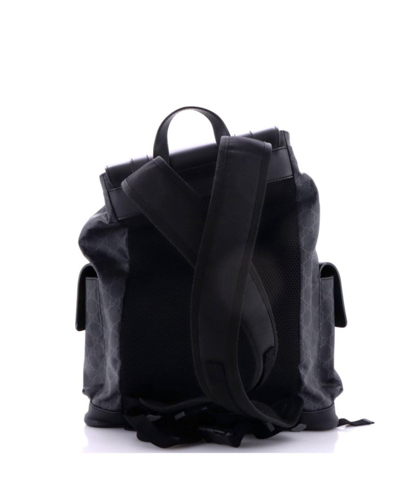 Large Double Pocket Buckle Backpack GG Coated Canvas