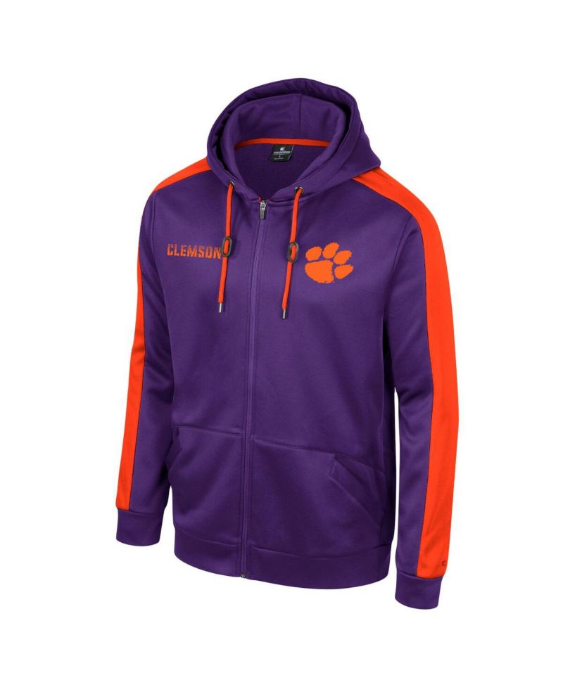 Men's Purple Clemson Tigers Reese Full-Zip Hoodie