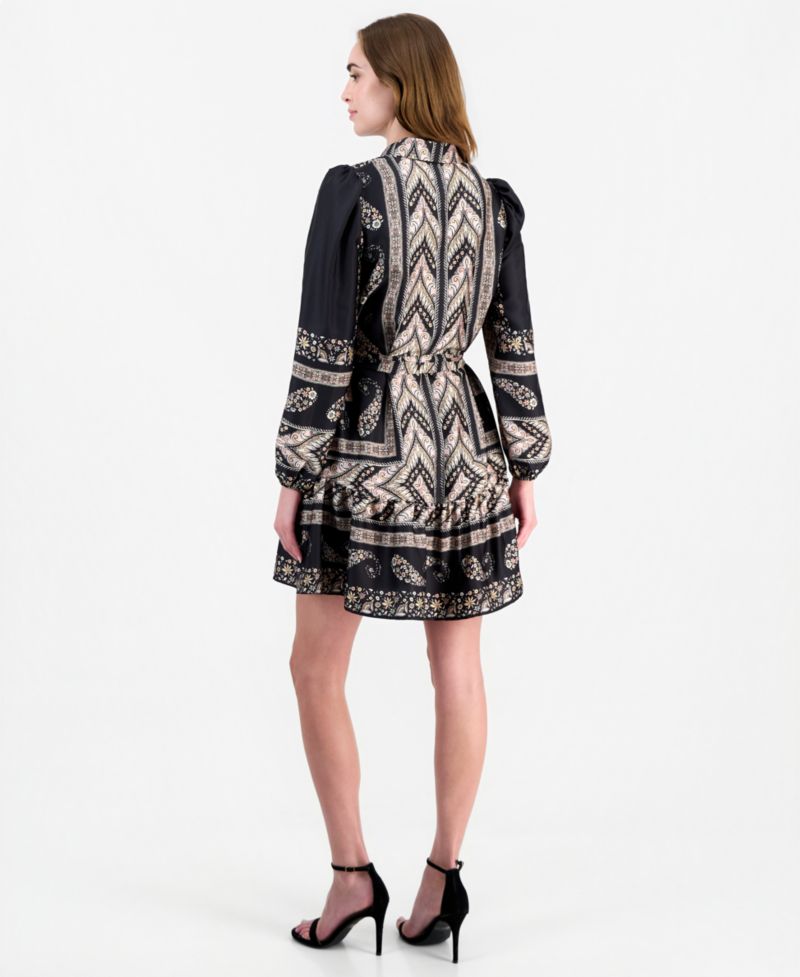 Women's Long Sleeve Tiered Shirt Dress