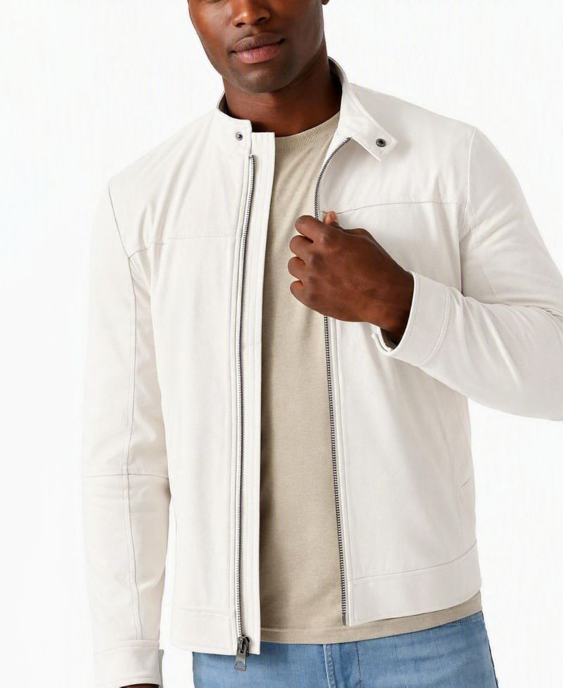 Men's Faux Suede Regular-Fit Biker Jacket