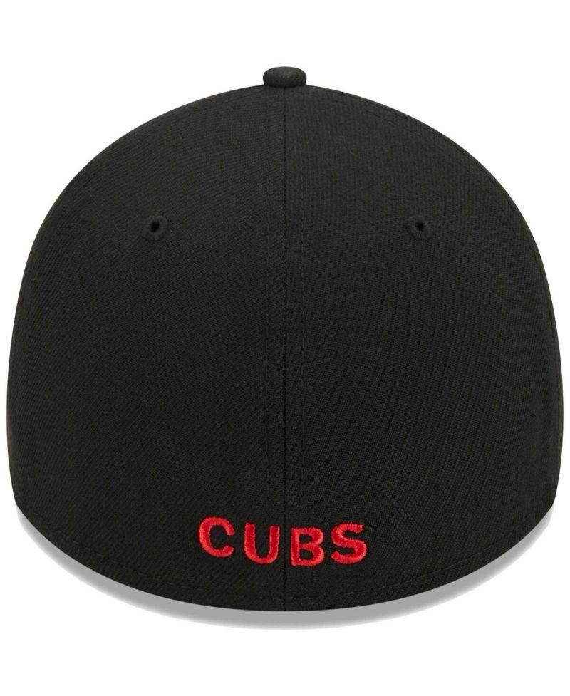 Men's Black Chicago Cubs Logo 39THIRTY Flex Hat