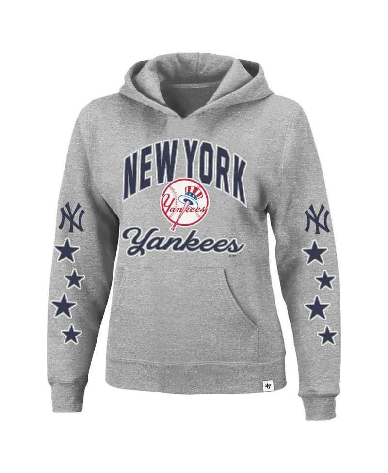Women's Heather Gray New York Yankees Plus Size Starry Eye Hoodie