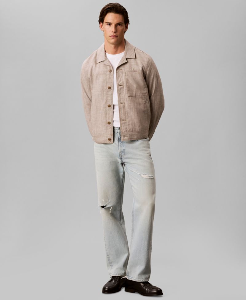 Men's Linen Blend Shirt Jacket
