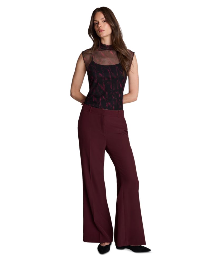 Women's Fly Front Back Zipper Flare Pant