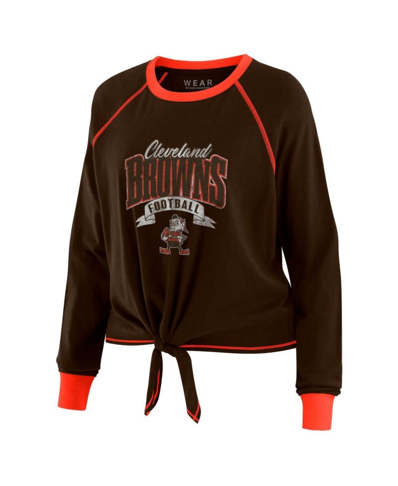 Women's Brown/Orange Cleveland Browns Tie-Front Long Sleeve Top