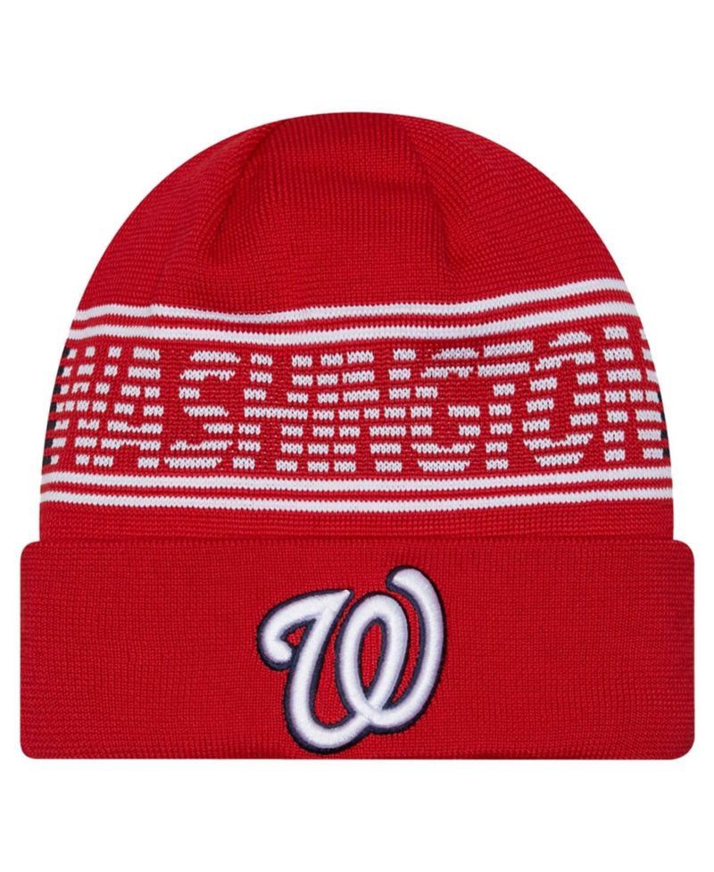 Men's Red Washington Nationals Authentic Collection Cuffed Knit Hat