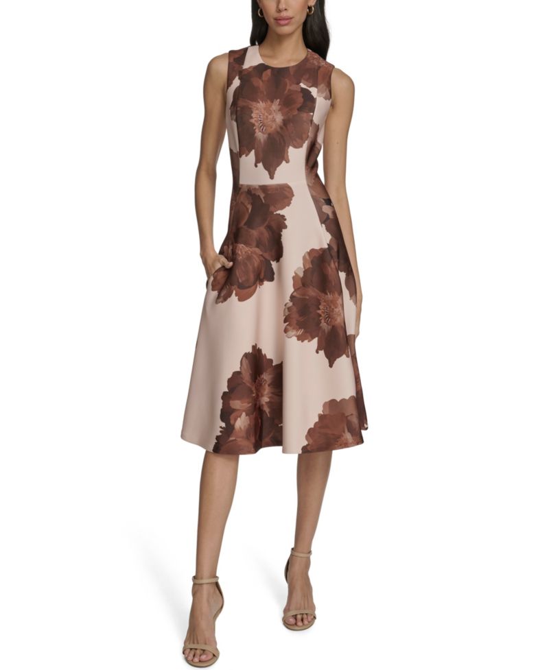 Women’s Printed Scuba Fit & Flare Dress