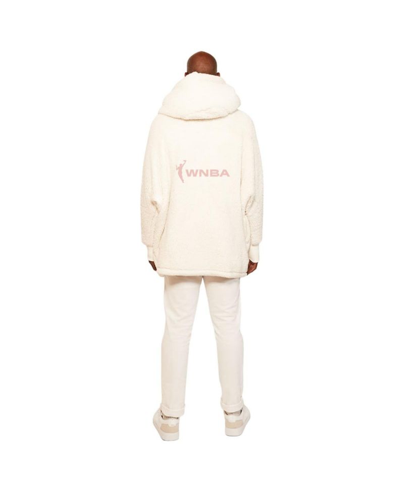 Men's and Women's Cream WNBA Breast Cancer Awareness Oversized Hooded Sweater