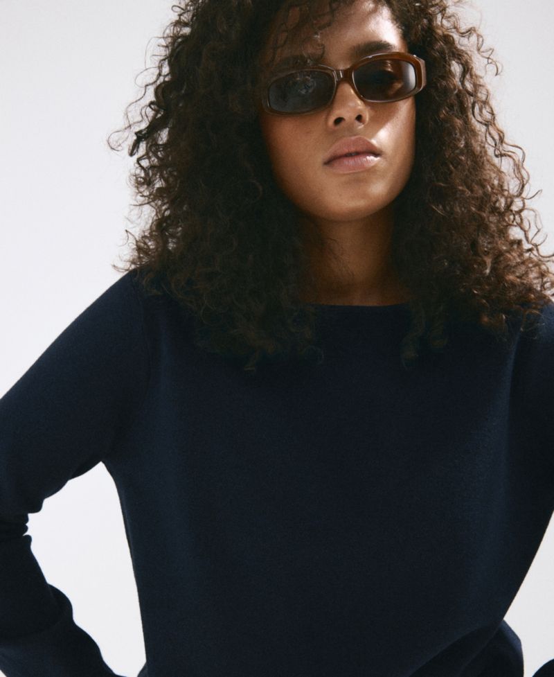 Women's Fine-Knit Boat-Neck Lightweight Sweater