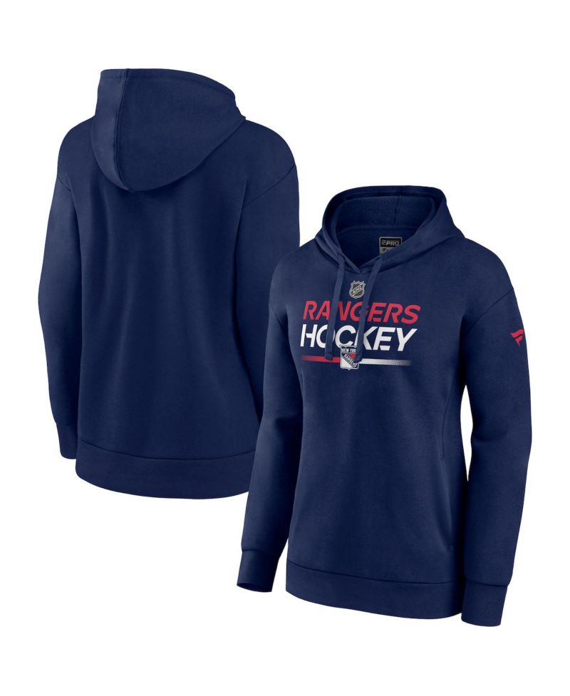 Women's Navy New York Rangers Alternate Wordmark Fleece Pullover Hoodie