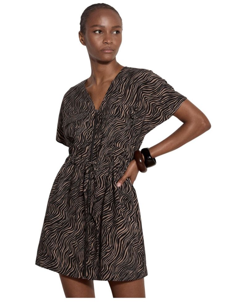 Women's A-Line Zebra-Print Mini Dress