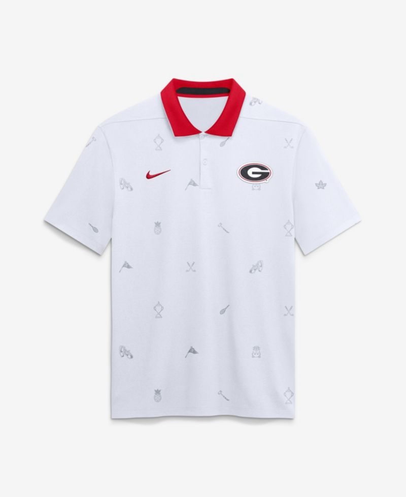 Men's White Georgia Bulldogs Vapor Pattern Dri-FIT Polo Shirt