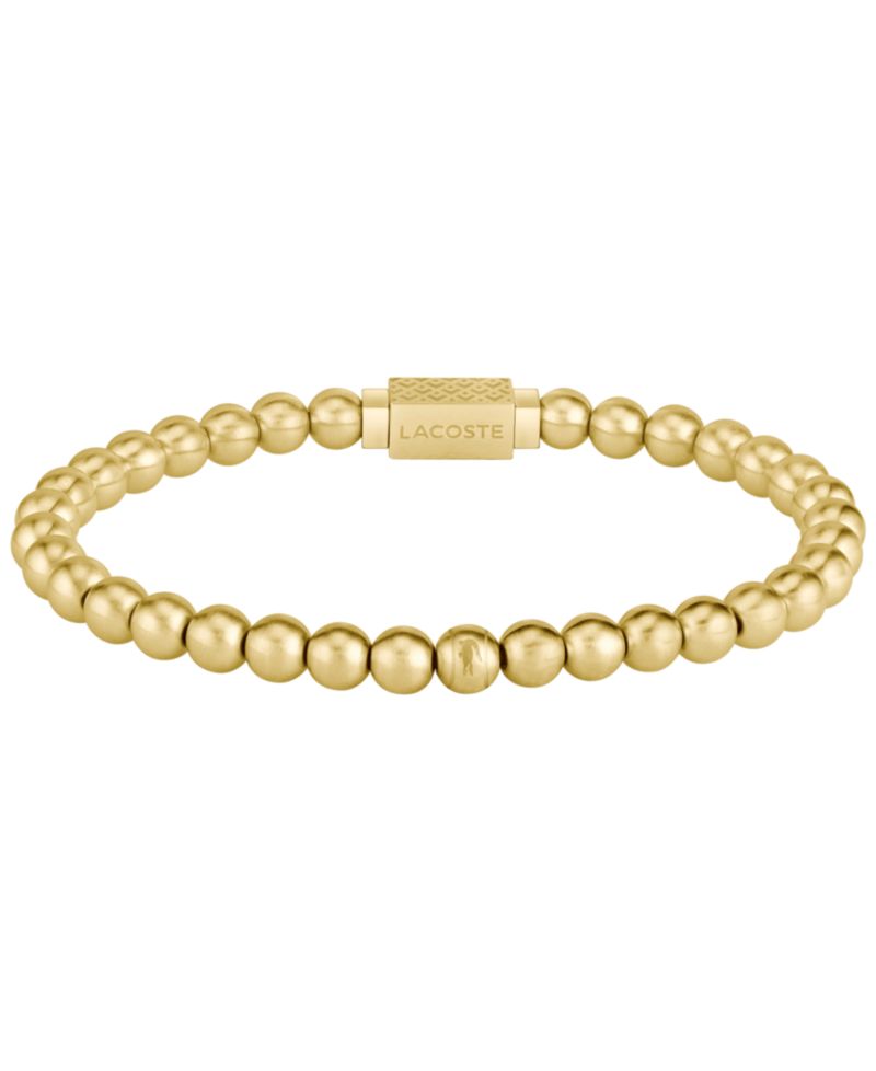 Men's Gold-Tone Stainless Steel Semi-Precious Stone Matchpoint Beaded Bracelet