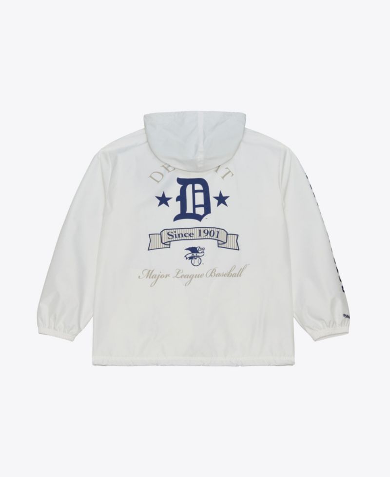 Men's White Detroit Tigers Yacht Rock Coaches Full-Snap Hooded Windbreaker Jacket
