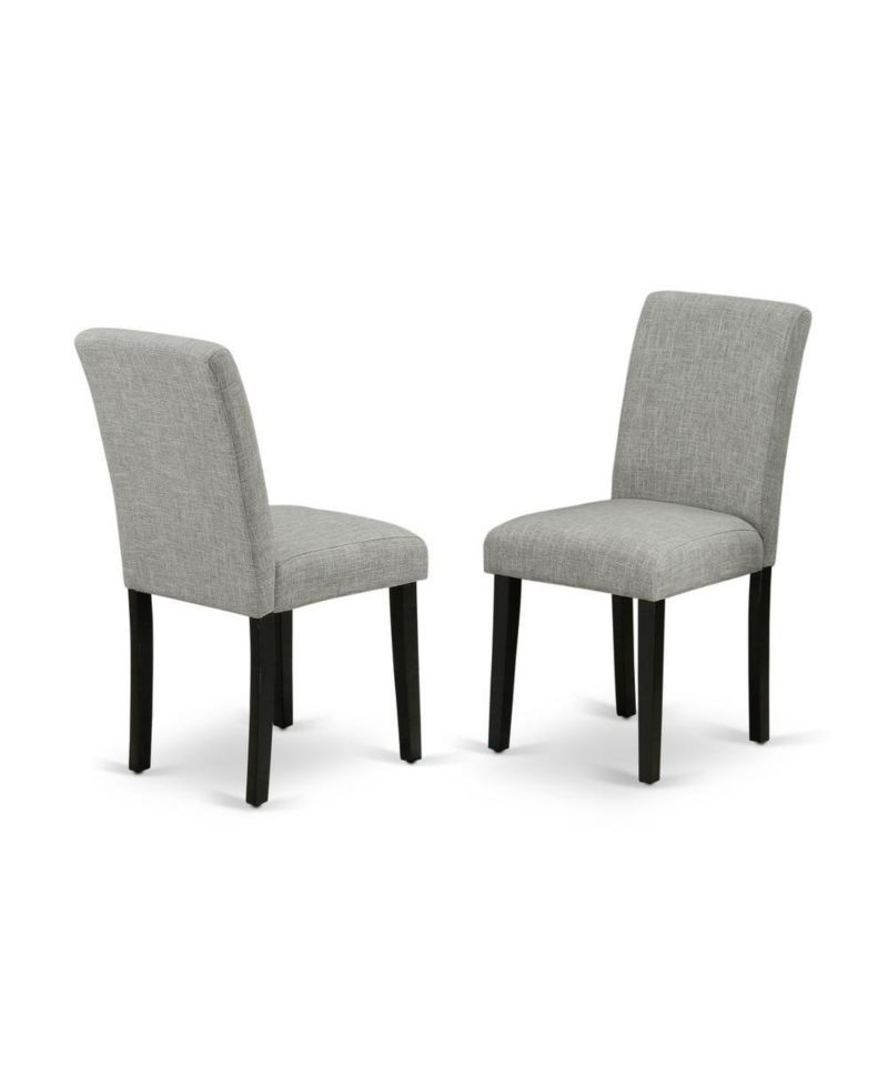 7-Pc Rubberwood Cement Table Top Shitake Linen Upholstery High Chair Back Rectangular Dining Set