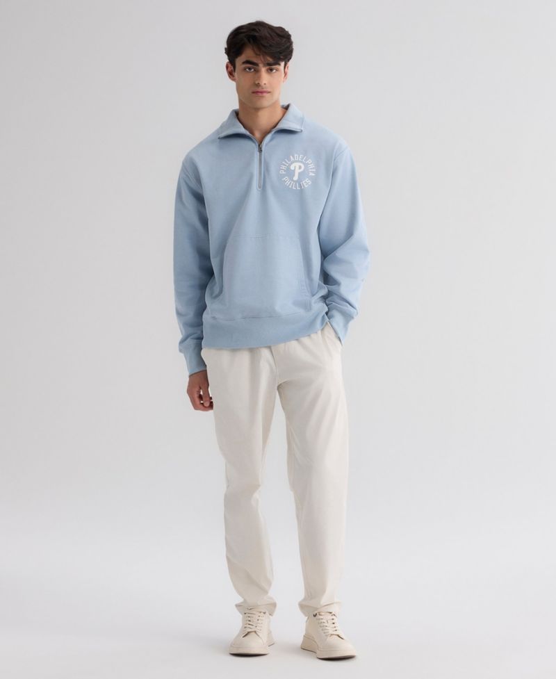 Men's Philadelphia Phillies Iconic Sideline Terry Relaxed-Fit Quarter-Zip Sweatshirt