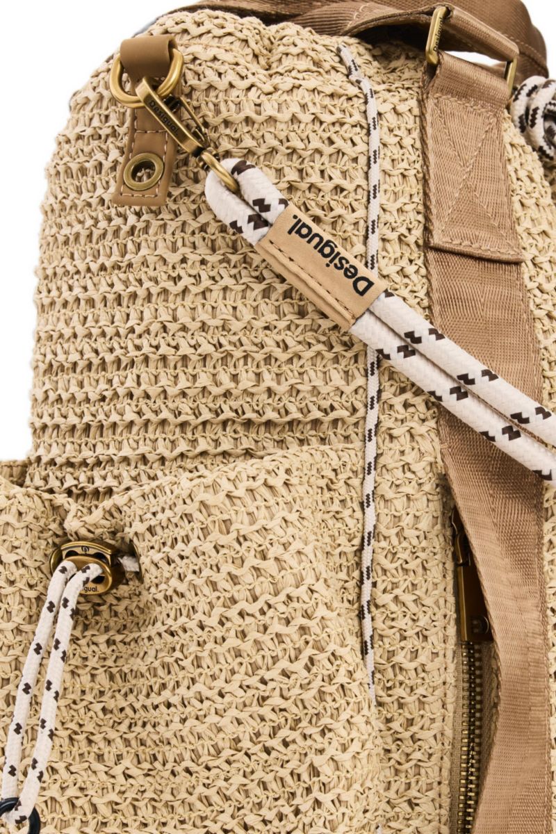 Women's Medium multiposition raffia backpack