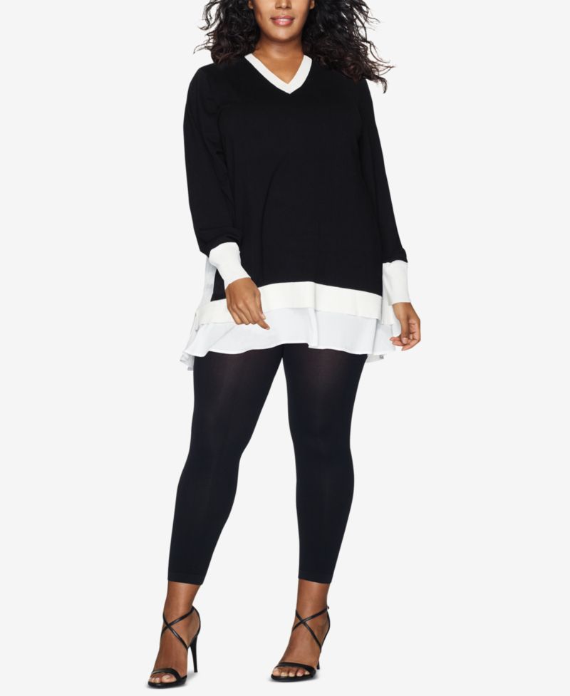 Curves Plus Size Blackout Footless Opaque Tights
