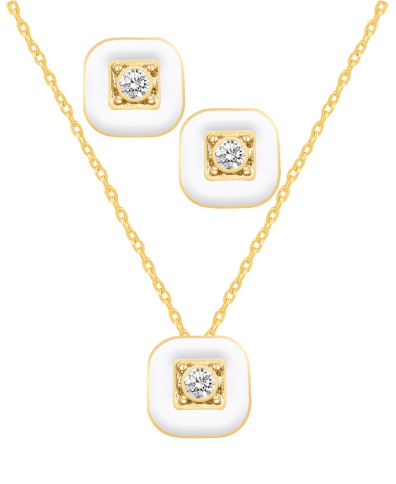 Crystal Enamel Necklace and Earring Set, 2-Piece