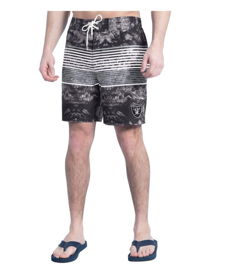 Men's Black/Gray Las Vegas Raiders Horizon Volley Swim Shorts