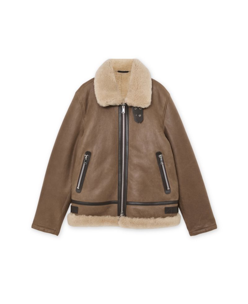 Men's Hardy Aviator-Style Shearling-Collar Leather Jacket