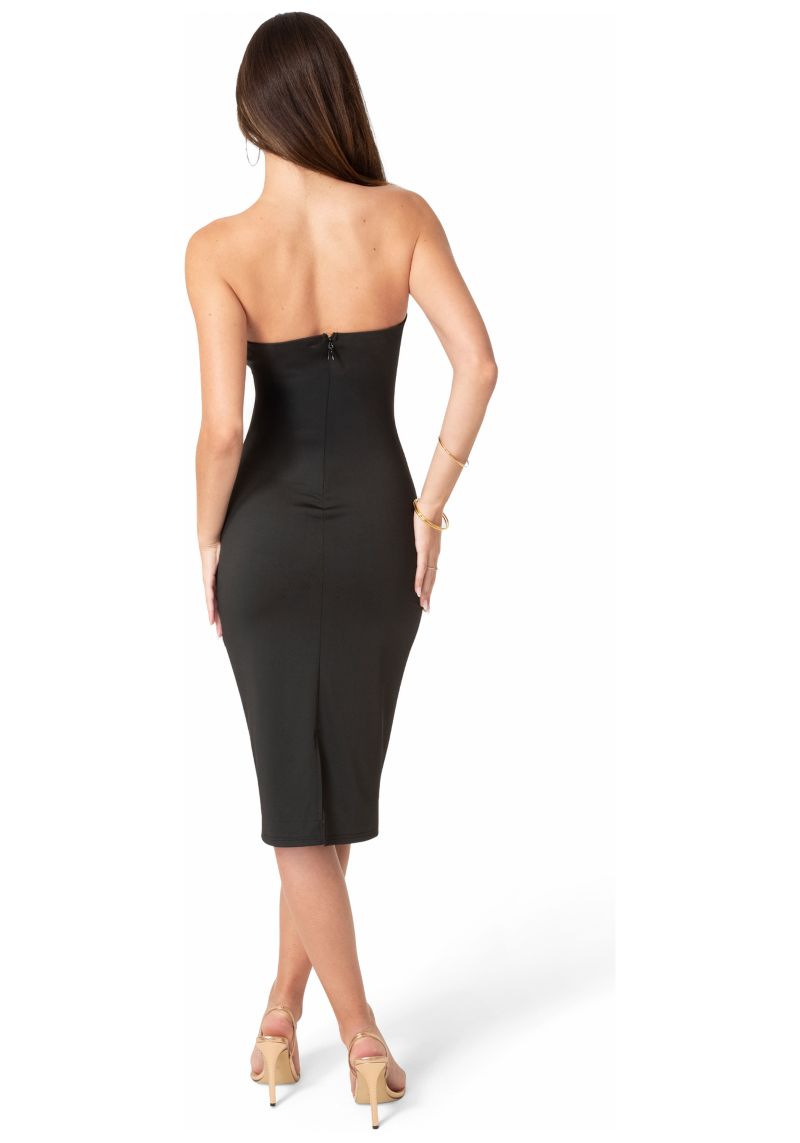 Women's Strapless Cutout Slim Midi Dress