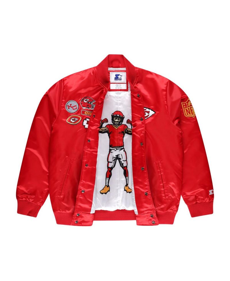 Men's Red Kansas City Chiefs Exclusive Satin Full-Snap Varsity Jacket