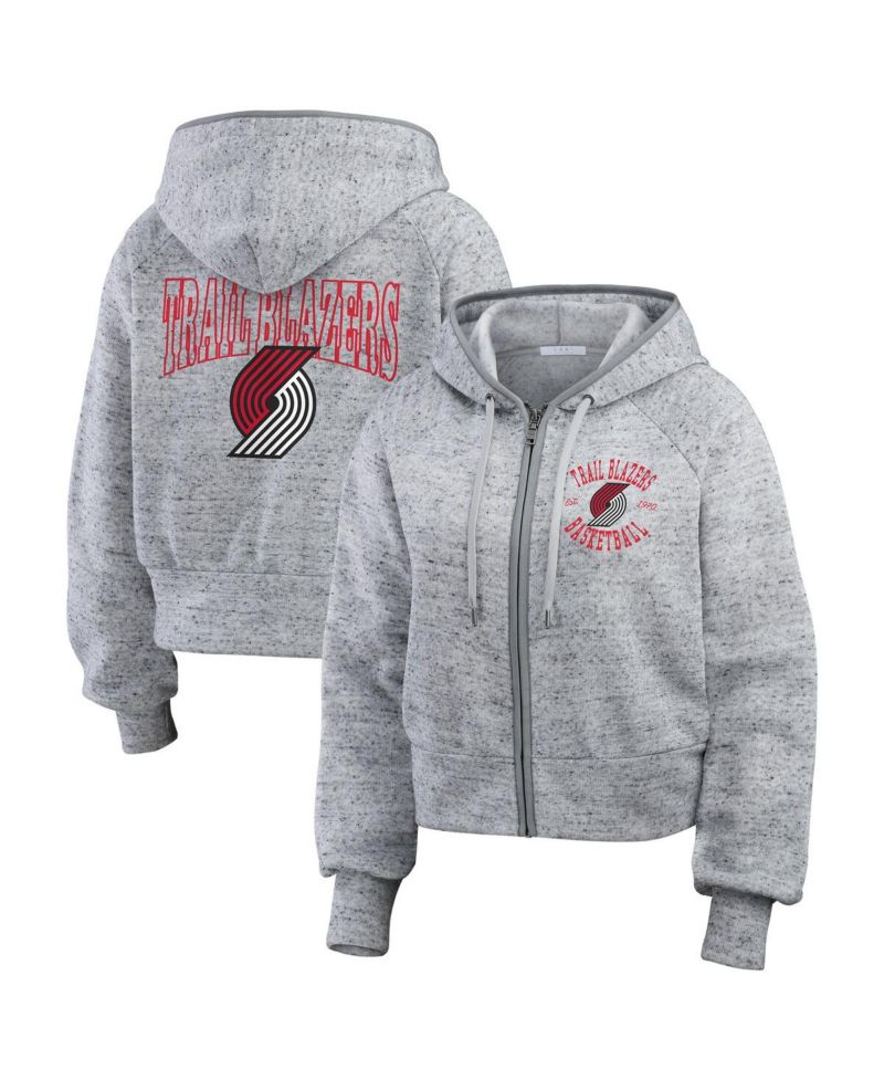 Women's Heather Gray Portland Trail Blazers Speckled Radiator Full-Zip Hoodie
