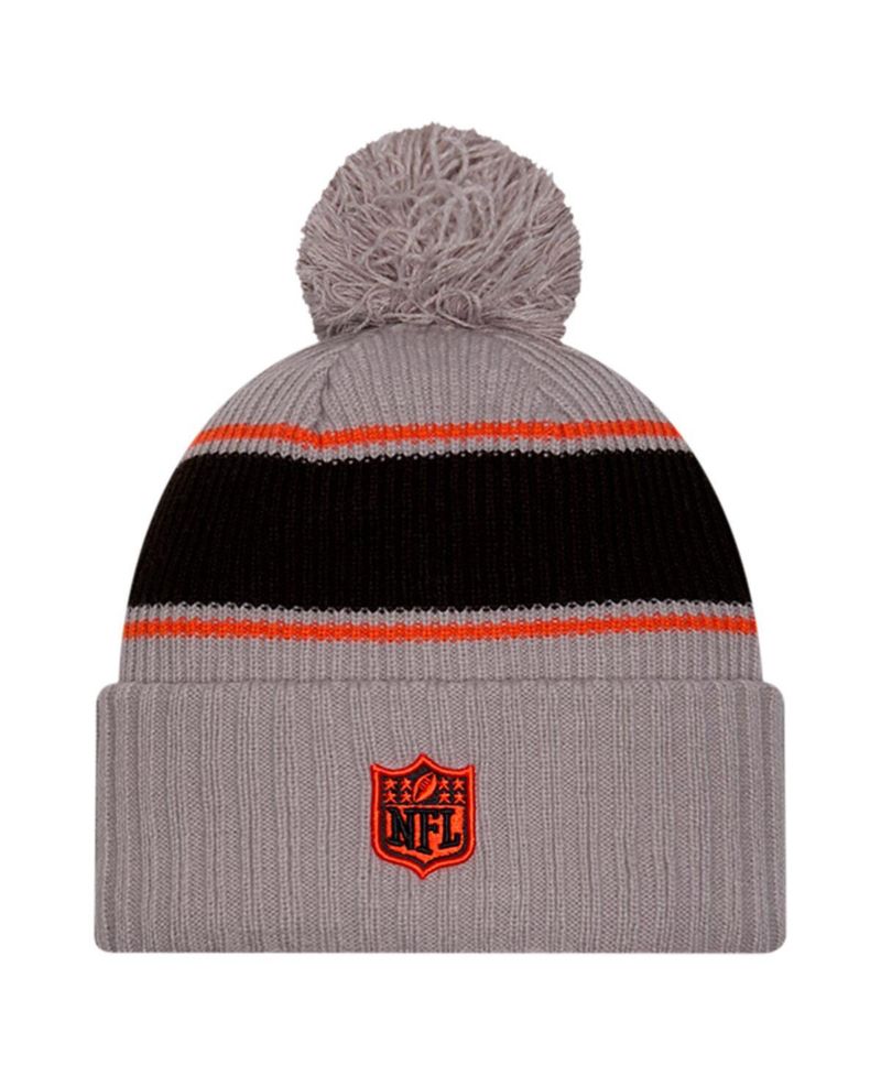 Men's Gray Cincinnati Bengals 2024 Sideline Sport Cuffed with Pom Knit Hat