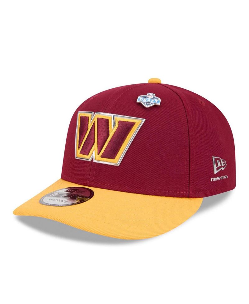 Men's Burgundy/Gold Washington Commanders 2026 NFL Draft On Stage Pre-Curved 9FIFTY Snapback Hat